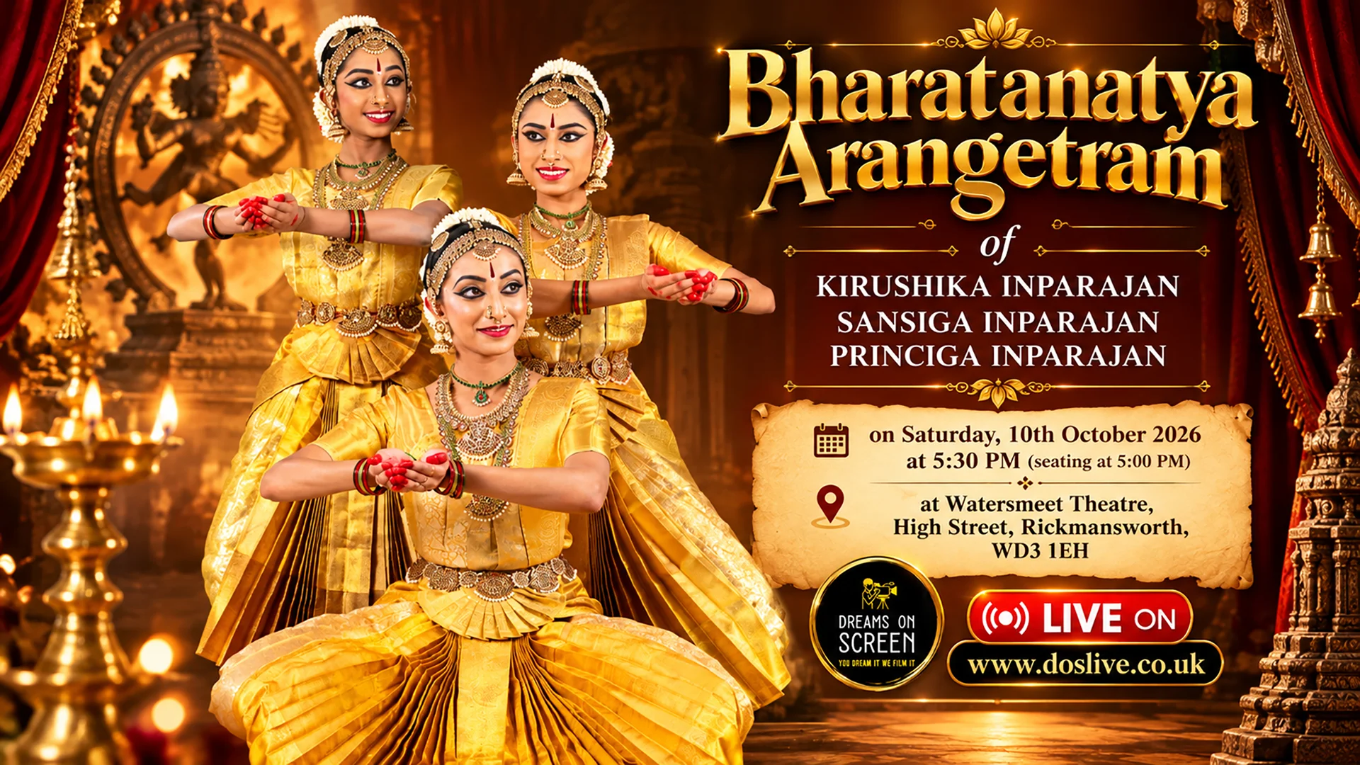 Bharatanatyam Arangetram Dreams on Screen